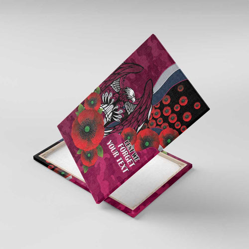 Manly Warringah Sea Eagles ANZAC Personalised Canvas Wall Art Lest We Forget Poppy Camo