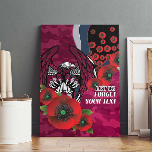 Manly Warringah Sea Eagles ANZAC Personalised Canvas Wall Art Lest We Forget Poppy Camo