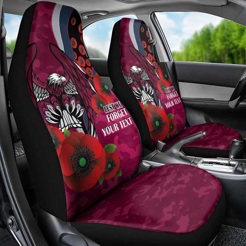 Manly Warringah Sea Eagles ANZAC Personalised Car Seat Cover Lest We Forget Poppy Camo