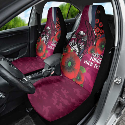 Manly Warringah Sea Eagles ANZAC Personalised Car Seat Cover Lest We Forget Poppy Camo