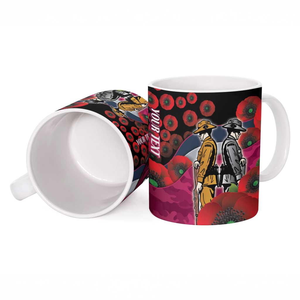 Manly Warringah Sea Eagles ANZAC Personalised Ceramic Mug Lest We Forget Poppy Camo
