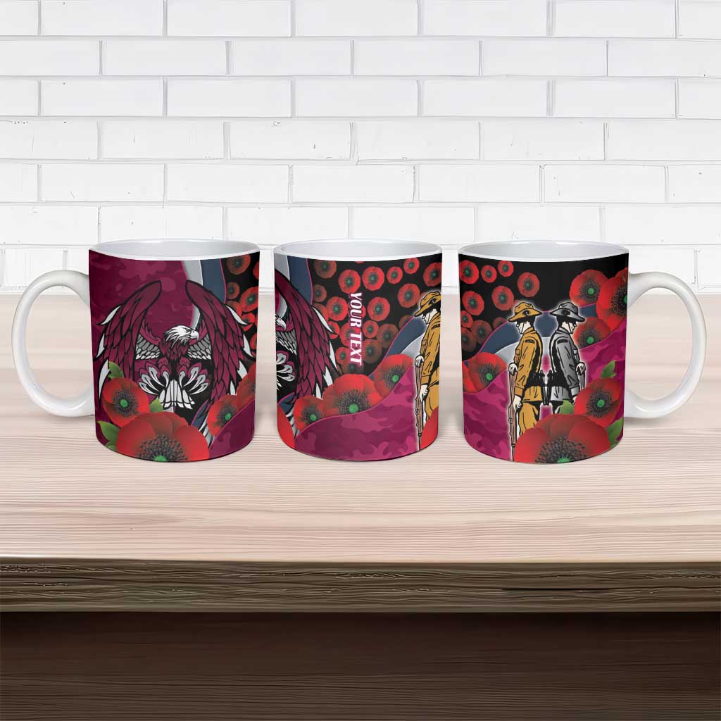 Manly Warringah Sea Eagles ANZAC Personalised Ceramic Mug Lest We Forget Poppy Camo