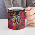 Manly Warringah Sea Eagles ANZAC Personalised Ceramic Mug Lest We Forget Poppy Camo