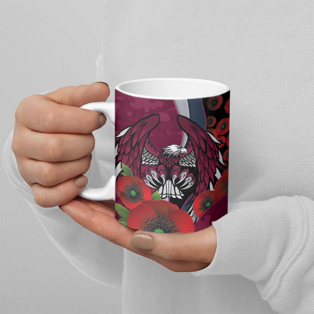 Manly Warringah Sea Eagles ANZAC Personalised Ceramic Mug Lest We Forget Poppy Camo