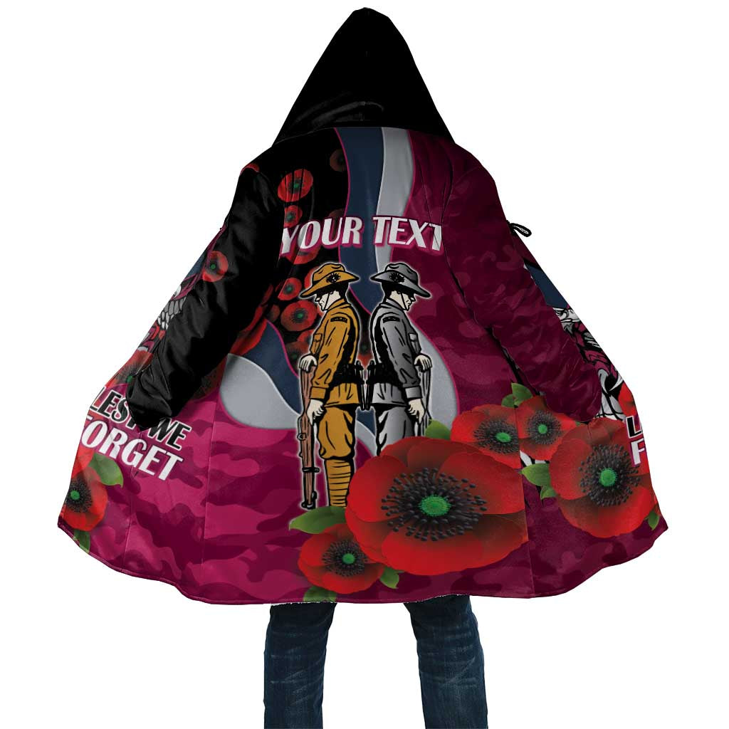 Manly Warringah Sea Eagles ANZAC Personalised Cloak Lest We Forget Poppy Camo