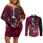 Manly Warringah Sea Eagles ANZAC Personalised Couples Matching Off Shoulder Short Dress and Long Sleeve Button Shirt Lest We Forget Poppy Camo