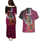 Manly Warringah Sea Eagles ANZAC Personalised Couples Matching Puletasi and Hawaiian Shirt Lest We Forget Poppy Camo