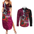 Manly Warringah Sea Eagles ANZAC Personalised Couples Matching Summer Maxi Dress and Long Sleeve Button Shirt Lest We Forget Poppy Camo