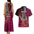 Manly Warringah Sea Eagles ANZAC Personalised Couples Matching Tank Maxi Dress and Hawaiian Shirt Lest We Forget Poppy Camo