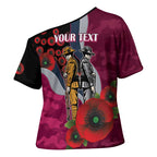 Manly Warringah Sea Eagles ANZAC Personalised Cross Shoulder Shirt Lest We Forget Poppy Camo