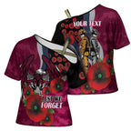 Manly Warringah Sea Eagles ANZAC Personalised Cross Shoulder Shirt Lest We Forget Poppy Camo