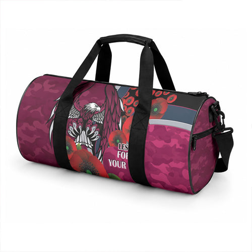 Manly Warringah Sea Eagles ANZAC Personalised Duffle Bag Lest We Forget Poppy Camo
