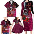 Manly Warringah Sea Eagles ANZAC Personalised Family Matching Long Sleeve Bodycon Dress and Hawaiian Shirt Lest We Forget Poppy Camo
