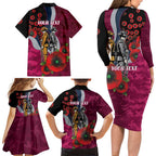 Manly Warringah Sea Eagles ANZAC Personalised Family Matching Long Sleeve Bodycon Dress and Hawaiian Shirt Lest We Forget Poppy Camo