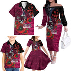 Manly Warringah Sea Eagles ANZAC Personalised Family Matching Off The Shoulder Long Sleeve Dress and Hawaiian Shirt Lest We Forget Poppy Camo