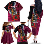 Manly Warringah Sea Eagles ANZAC Personalised Family Matching Off The Shoulder Long Sleeve Dress and Hawaiian Shirt Lest We Forget Poppy Camo
