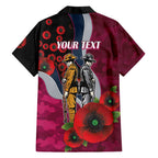 Manly Warringah Sea Eagles ANZAC Personalised Family Matching Off Shoulder Maxi Dress and Hawaiian Shirt Lest We Forget Poppy Camo