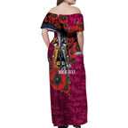 Manly Warringah Sea Eagles ANZAC Personalised Family Matching Off Shoulder Maxi Dress and Hawaiian Shirt Lest We Forget Poppy Camo