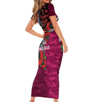 Manly Warringah Sea Eagles ANZAC Personalised Family Matching Short Sleeve Bodycon Dress and Hawaiian Shirt Lest We Forget Poppy Camo