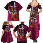 Manly Warringah Sea Eagles ANZAC Personalised Family Matching Summer Maxi Dress and Hawaiian Shirt Lest We Forget Poppy Camo