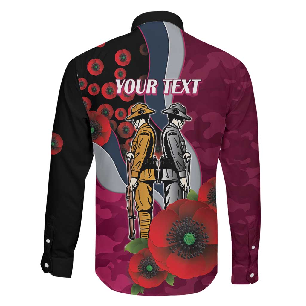 Manly Warringah Sea Eagles ANZAC Personalised Family Matching Summer Maxi Dress and Hawaiian Shirt Lest We Forget Poppy Camo