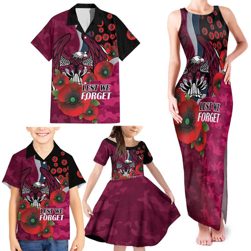 Manly Warringah Sea Eagles ANZAC Personalised Family Matching Tank Maxi Dress and Hawaiian Shirt Lest We Forget Poppy Camo