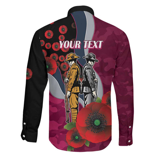 Manly Warringah Sea Eagles ANZAC Personalised Family Matching Tank Maxi Dress and Hawaiian Shirt Lest We Forget Poppy Camo