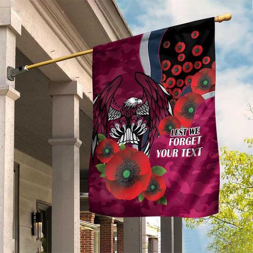 Manly Warringah Sea Eagles ANZAC Personalised Garden Flag Lest We Forget Poppy Camo