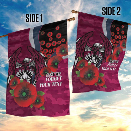 Manly Warringah Sea Eagles ANZAC Personalised Garden Flag Lest We Forget Poppy Camo