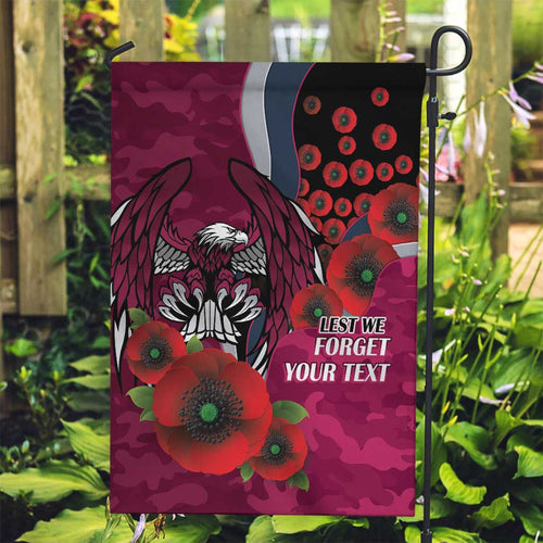 Manly Warringah Sea Eagles ANZAC Personalised Garden Flag Lest We Forget Poppy Camo