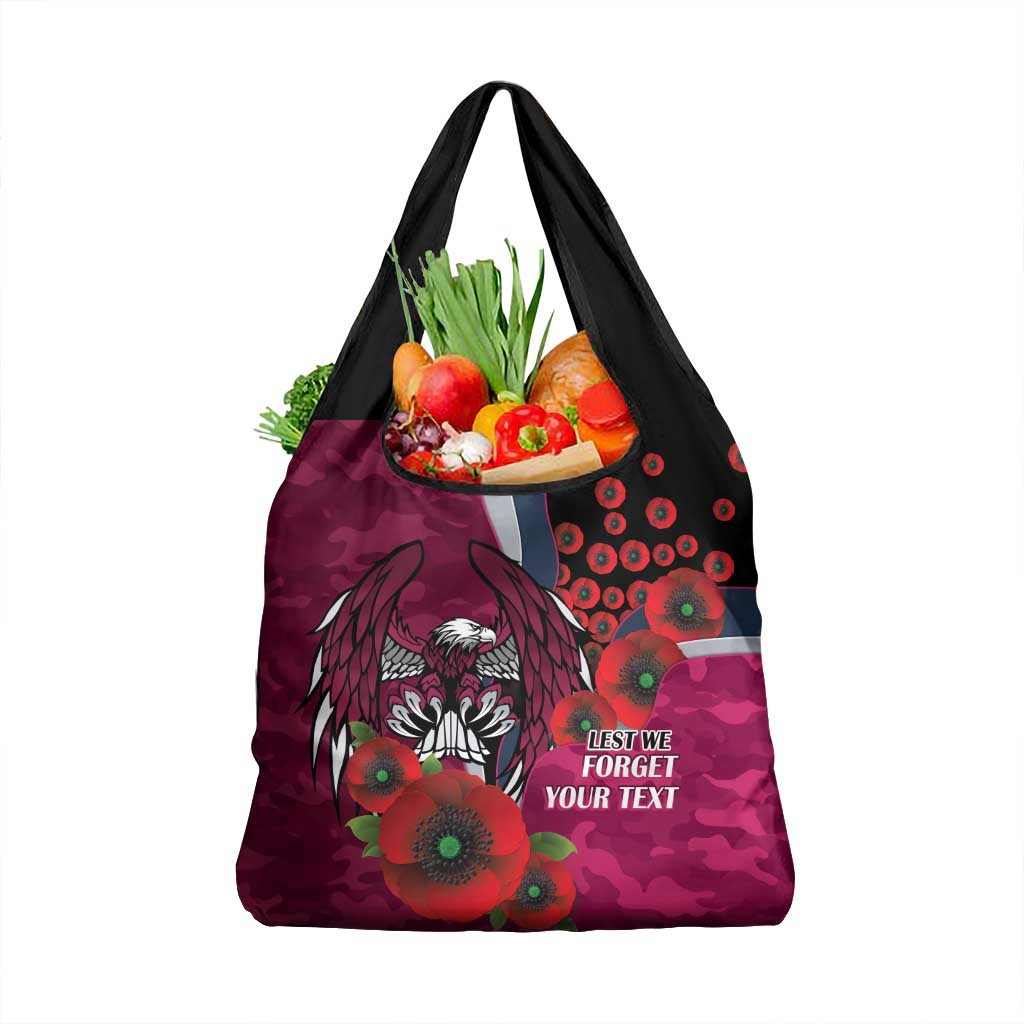 Manly Warringah Sea Eagles ANZAC Personalised Grocery Bag Lest We Forget Poppy Camo
