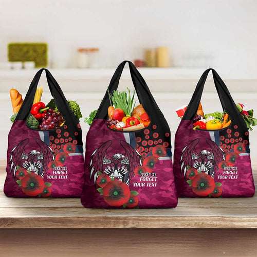 Manly Warringah Sea Eagles ANZAC Personalised Grocery Bag Lest We Forget Poppy Camo