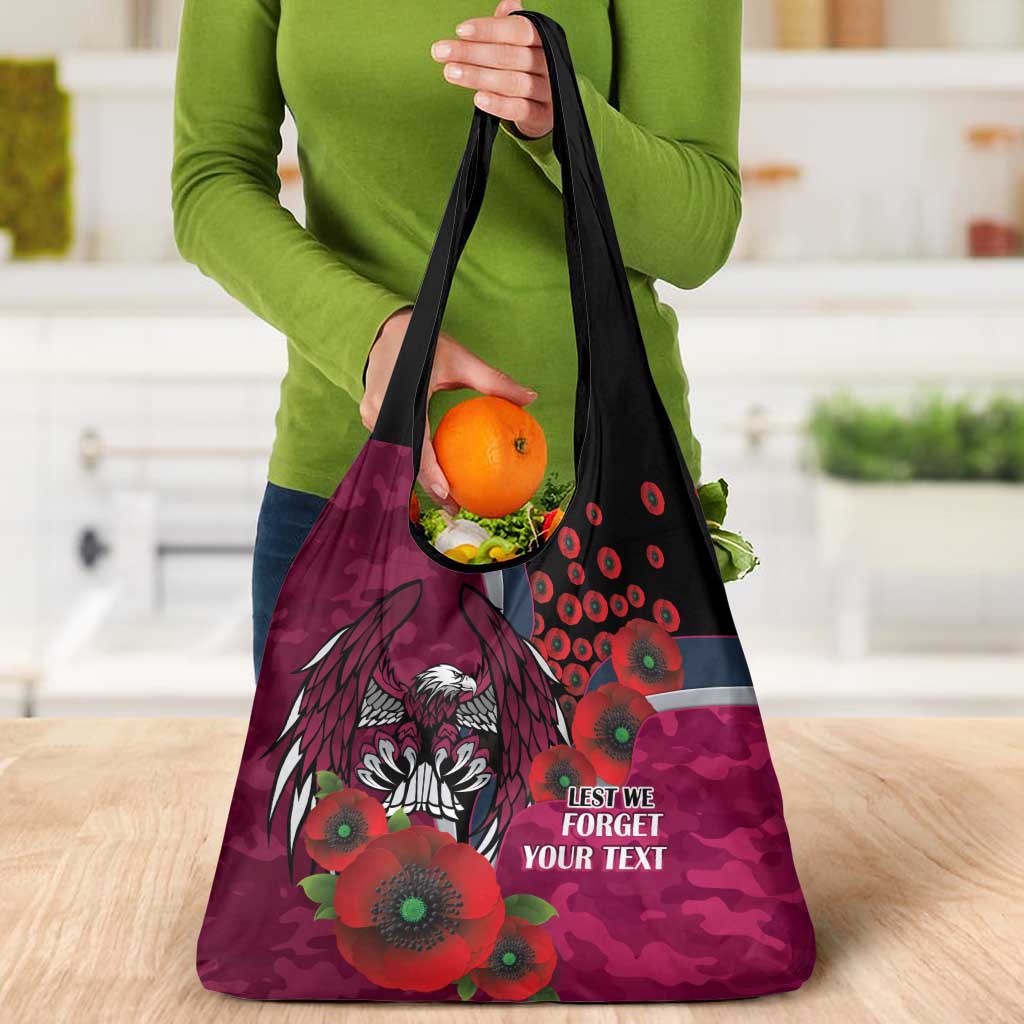 Manly Warringah Sea Eagles ANZAC Personalised Grocery Bag Lest We Forget Poppy Camo
