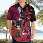 Manly Warringah Sea Eagles ANZAC Personalised Hawaiian Shirt Lest We Forget Poppy Camo