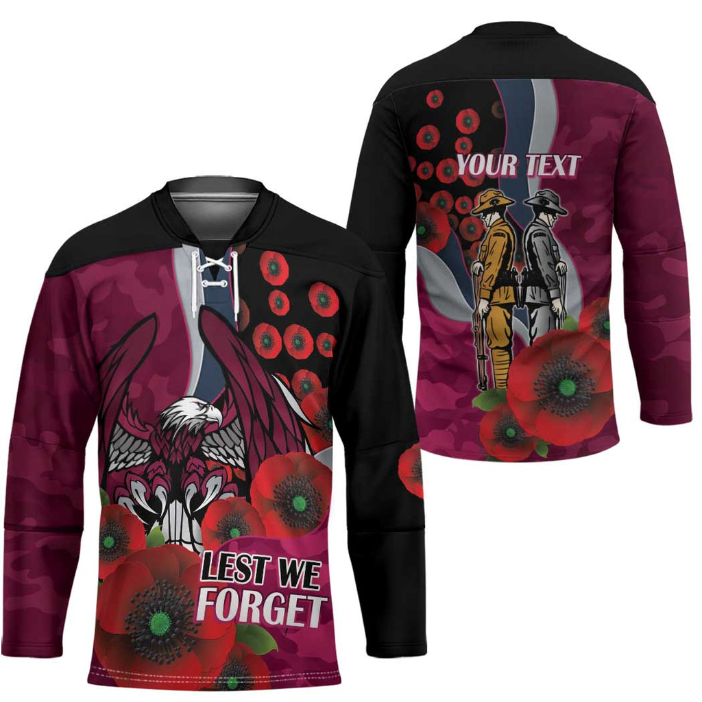 Manly Warringah Sea Eagles ANZAC Personalised Hockey Jersey Lest We Forget Poppy Camo