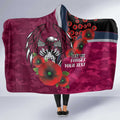 Manly Warringah Sea Eagles ANZAC Personalised Hooded Blanket Lest We Forget Poppy Camo