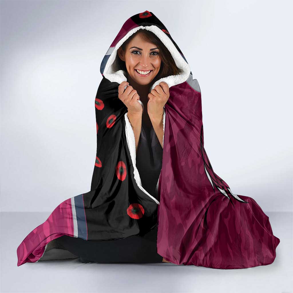 Manly Warringah Sea Eagles ANZAC Personalised Hooded Blanket Lest We Forget Poppy Camo