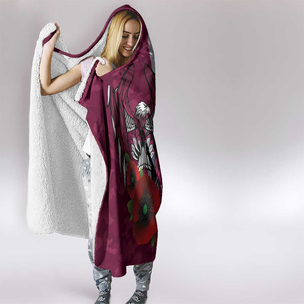 Manly Warringah Sea Eagles ANZAC Personalised Hooded Blanket Lest We Forget Poppy Camo