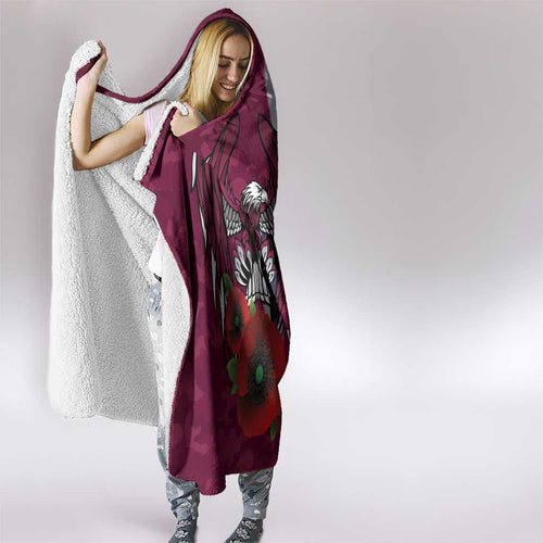 Manly Warringah Sea Eagles ANZAC Personalised Hooded Blanket Lest We Forget Poppy Camo