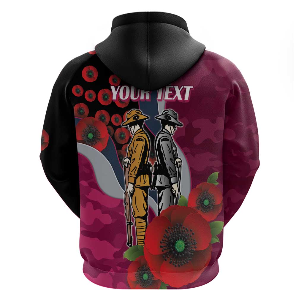 Manly Warringah Sea Eagles ANZAC Personalised Hoodie Lest We Forget Poppy Camo