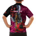 Manly Warringah Sea Eagles ANZAC Personalised Kid Hawaiian Shirt Lest We Forget Poppy Camo