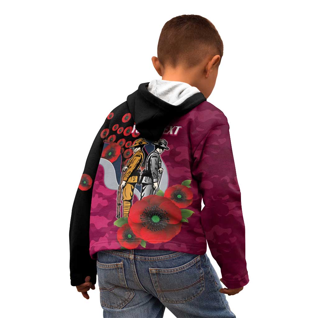 Manly Warringah Sea Eagles ANZAC Personalised Kid Hoodie Lest We Forget Poppy Camo