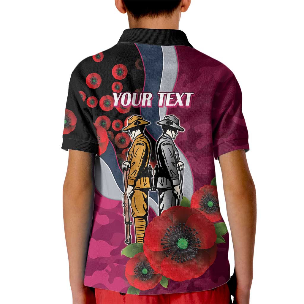 Manly Warringah Sea Eagles ANZAC Personalised Kid Polo Shirt Lest We Forget Poppy Camo