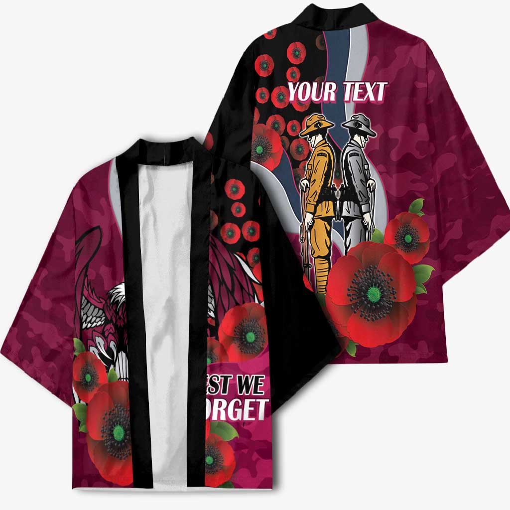 Manly Warringah Sea Eagles ANZAC Personalised Kimono Lest We Forget Poppy Camo