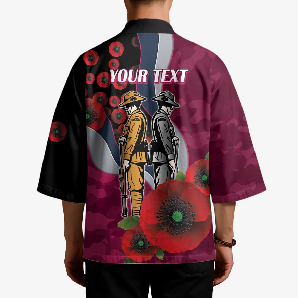 Manly Warringah Sea Eagles ANZAC Personalised Kimono Lest We Forget Poppy Camo