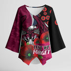 Manly Warringah Sea Eagles ANZAC Personalised Kimono Sleeve Blouse Lest We Forget Poppy Camo