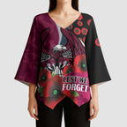 Manly Warringah Sea Eagles ANZAC Personalised Kimono Sleeve Blouse Lest We Forget Poppy Camo