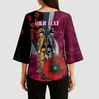 Manly Warringah Sea Eagles ANZAC Personalised Kimono Sleeve Blouse Lest We Forget Poppy Camo