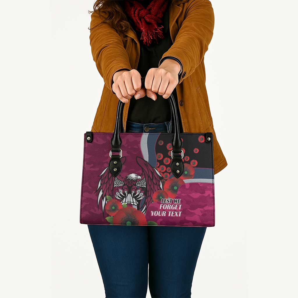 Manly Warringah Sea Eagles ANZAC Personalised Leather Bag Lest We Forget Poppy Camo