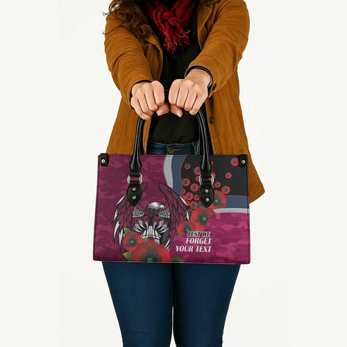 Manly Warringah Sea Eagles ANZAC Personalised Leather Bag Lest We Forget Poppy Camo